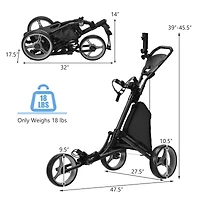 Folding 3 Wheels Golf Push Cart W/Bag Scoreboard