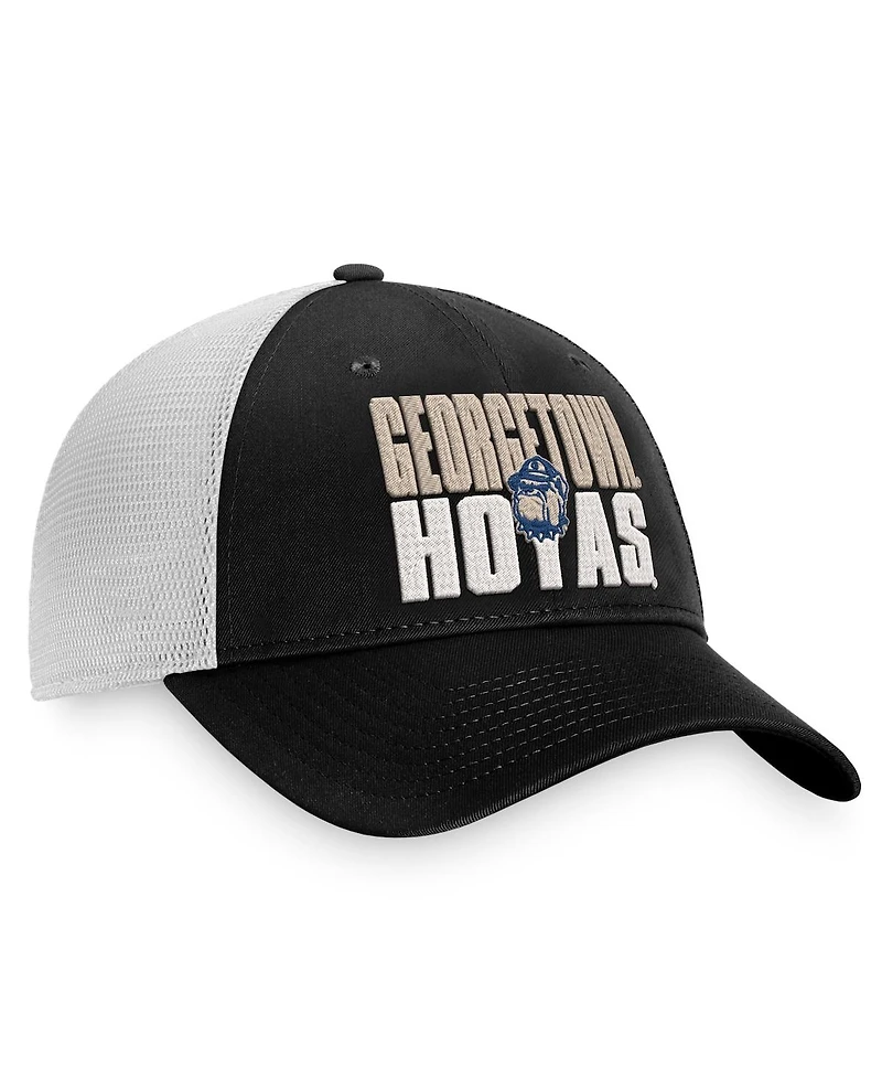 Men's Top of the World Black, White Georgetown Hoyas Stockpile Trucker Snapback Hat