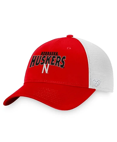 Men's Top of the World Scarlet, White Nebraska Huskers Breakout Trucker Snapback Hat
