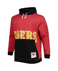 Men's Mitchell & Ness Scarlet, Black San Francisco 49ers Big and Tall Face Pullover Hoodie