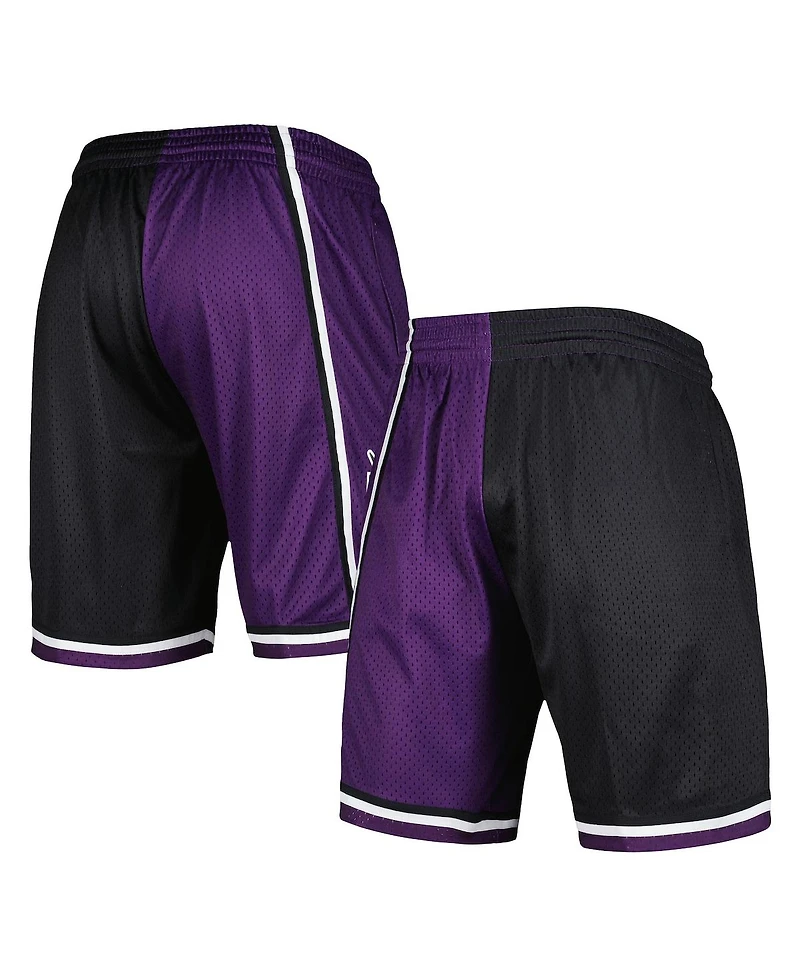 Men's Mitchell & Ness Black, Purple Sacramento Kings Hardwood Classics 2000 Split Swingman Shorts