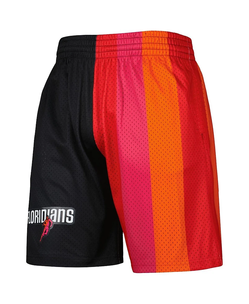 Men's Mitchell & Ness Black Miami Heat Hardwood Classics 2005 Split Swingman Shorts