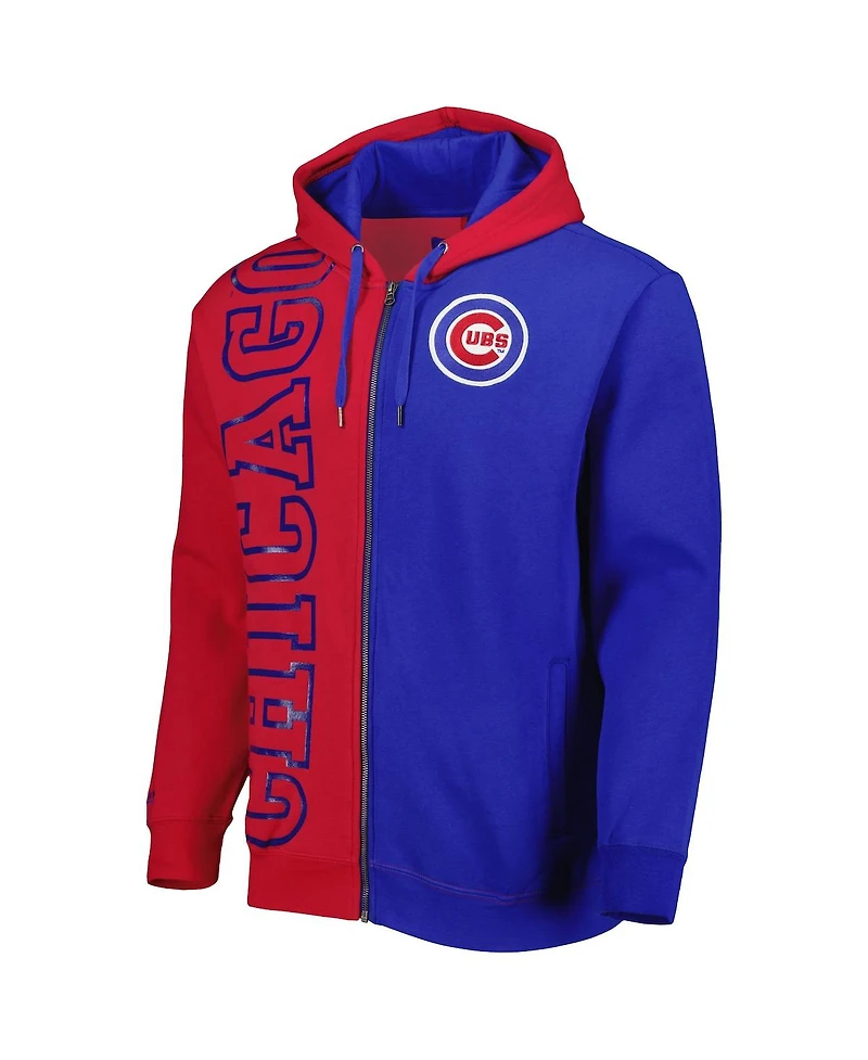 Men's Mitchell & Ness Red, Royal Chicago Cubs Fleece Full-Zip Hoodie