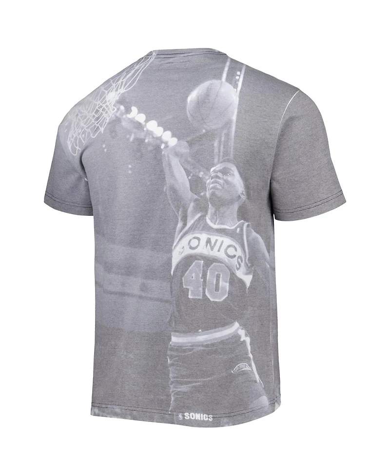 Men's Mitchell & Ness Shawn Kemp Heather Gray Seattle SuperSonics Above The Rim T-shirt
