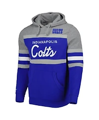 Men's Mitchell & Ness Royal, Heathered Gray Indianapolis Colts Head Coach Pullover Hoodie