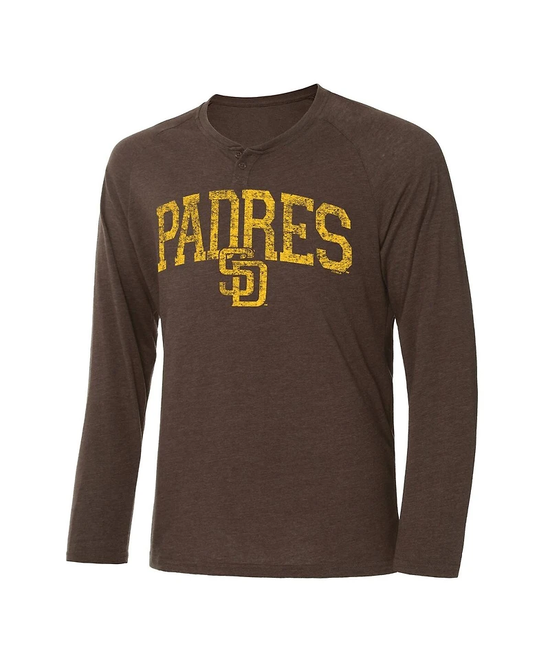 Men's Concepts Sport Brown San Diego Padres Inertia Raglan Long Sleeve Henley T-shirt