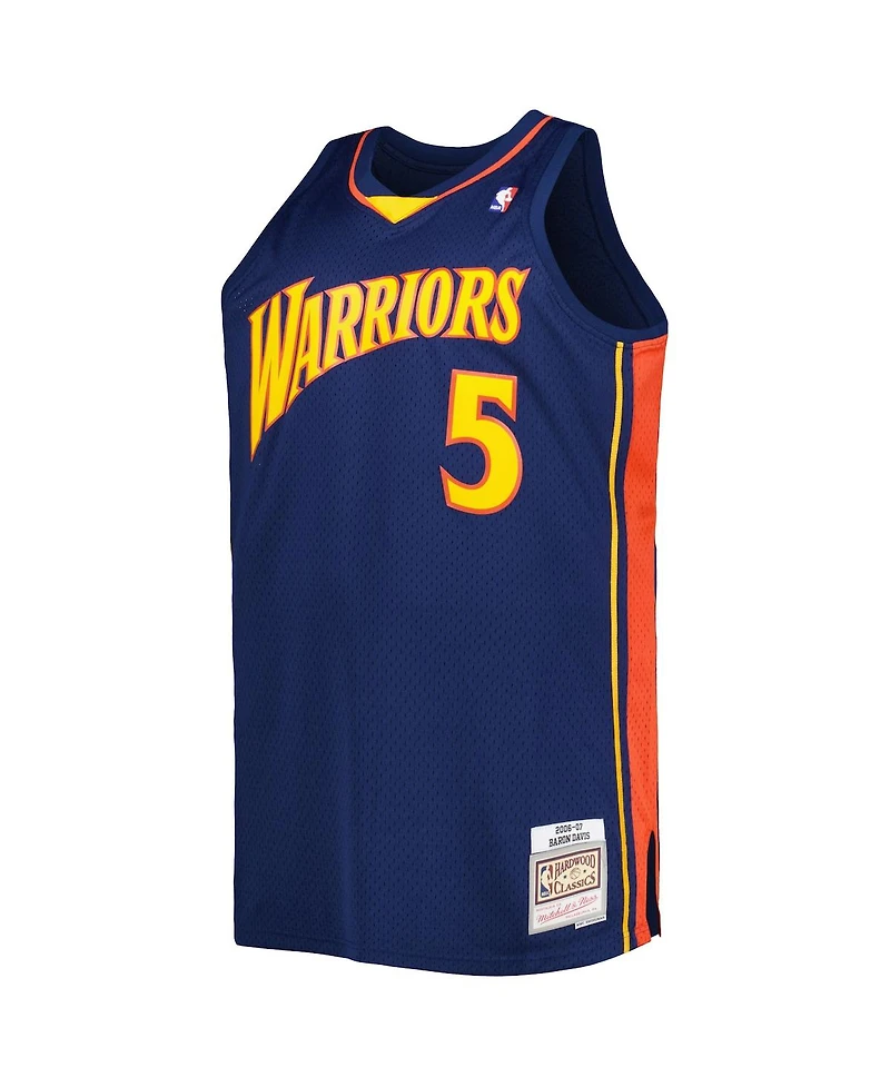 Men's Mitchell & Ness Baron Davis Navy Golden State Warriors Big and Tall Hardwood Classics 2006-07 Swingman Jersey