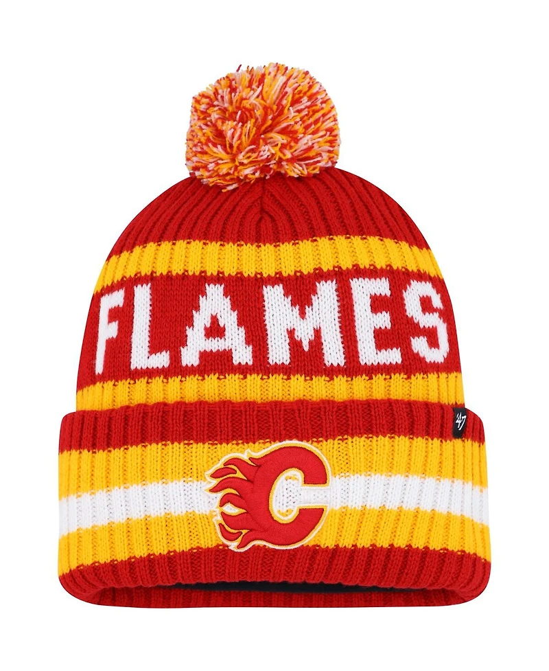 Men's '47 Brand Red Calgary Flames Bering Cuffed Knit Hat with Pom