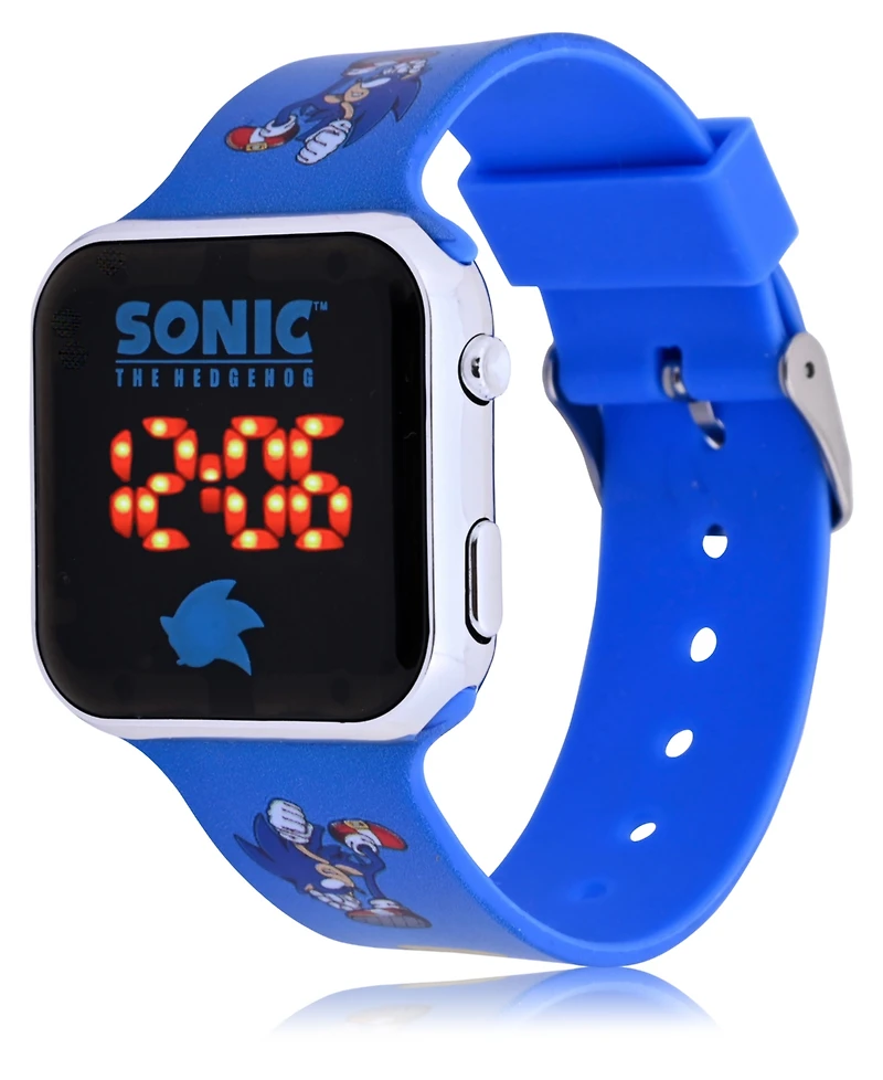 Sega Children's Sonic the Hedgehog Light Emitting Diode Blue Silicone Strap Watch 32mm