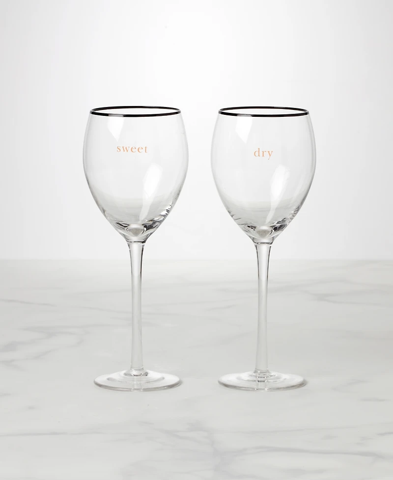 Kate Spade Cheers to Us Sweet Dry Wine Glasses Set, 2 Piece