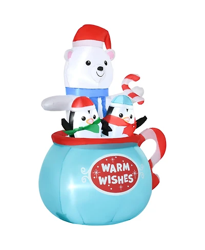 Outsunny 5' Inflatable Christmas Polar Bear Led Yard Holiday Decoration
