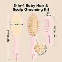 KeaBabies Baby Hair Brush and Comb Set, Oval Wooden Set for Newborns, Infant, Toddler Grooming Kit