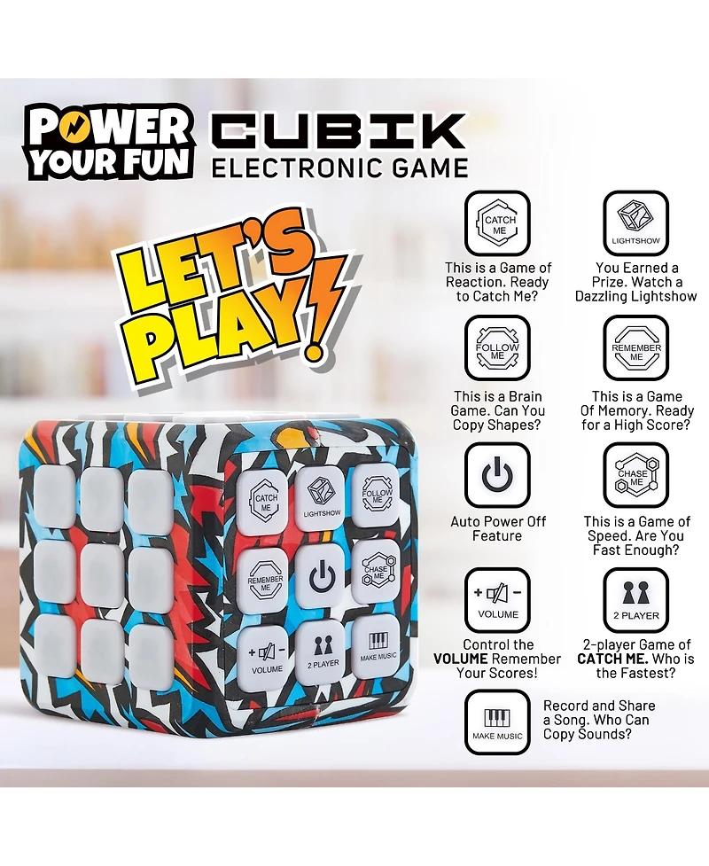 Power Your Fun Cubik Led Flashing Cube Memory Game - Action