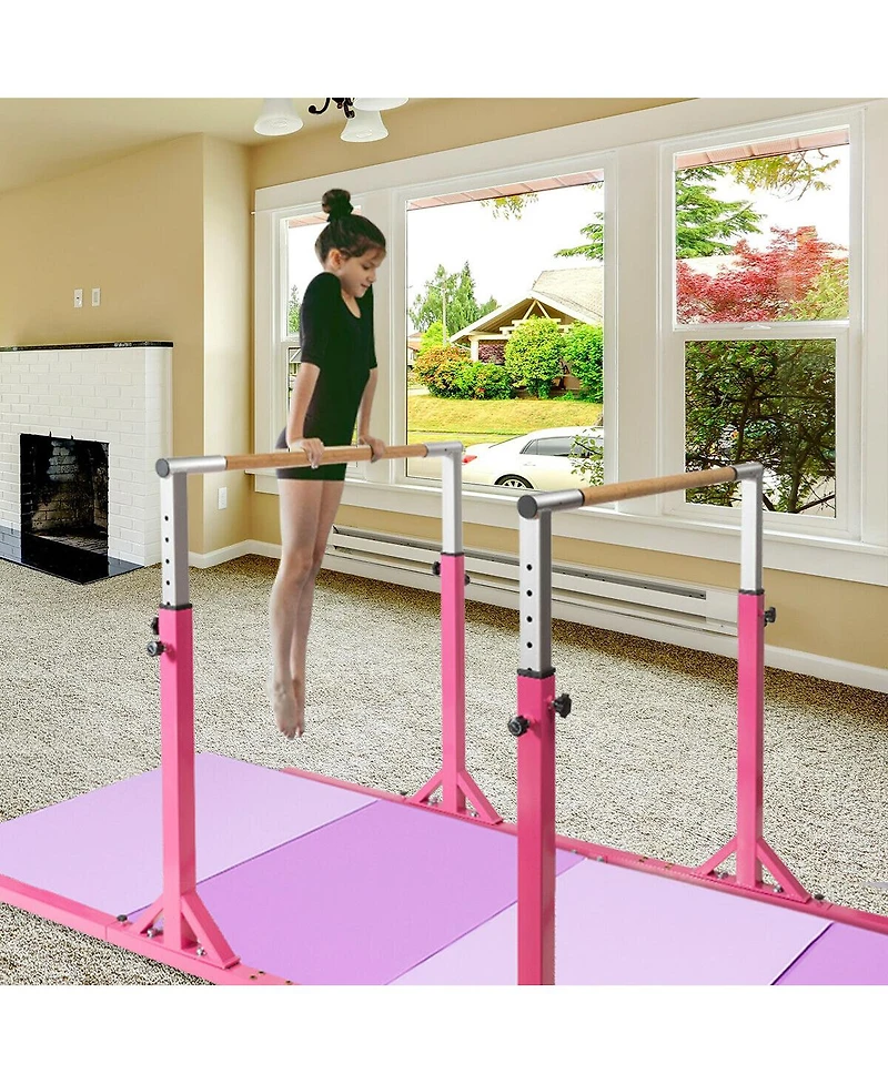 Costway Kids Gymnastics Parallel Bars Double Horizontal Bars Adjustable