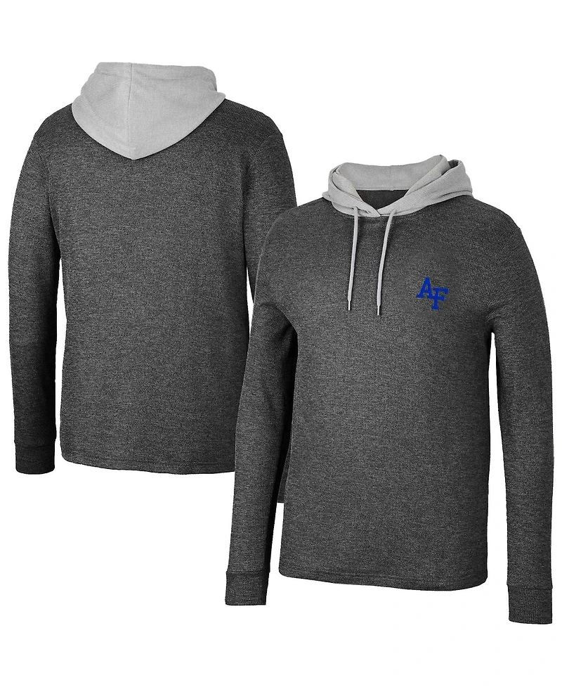 Men's Colosseum Black Air Force Falcons Ballot Waffle-Knit Thermal Long Sleeve Hoodie T-shirt
