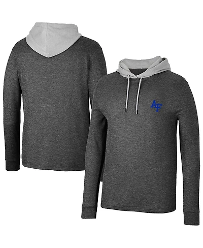Men's Colosseum Black Air Force Falcons Ballot Waffle-Knit Thermal Long Sleeve Hoodie T-shirt