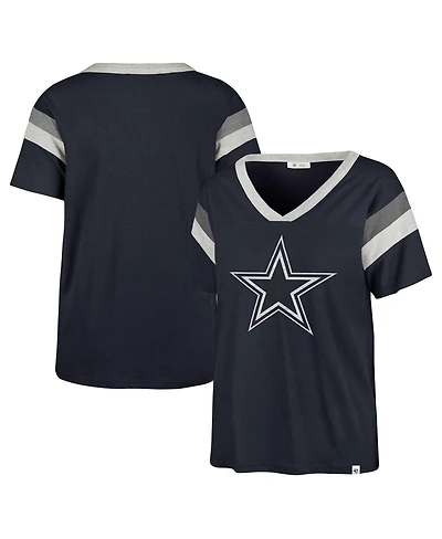 Women's '47 Brand Navy Dallas Cowboys Phoenix V-Neck T-shirt