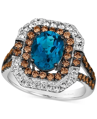 Le Vian Deep Sea Blue Topaz (1-3/4 ct. t.w.) & Diamond (1-1/4 ct. t.w.) Halo Ring in 14k White Gold