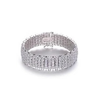 Sterling Silver with Colored Cubic Zirconia Wide Elegant Bracelet