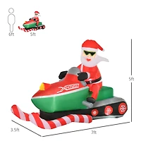Homcom 7ft Long Santa Snowmobile Outdoor Christmas Inflatable Lawn Blow Up