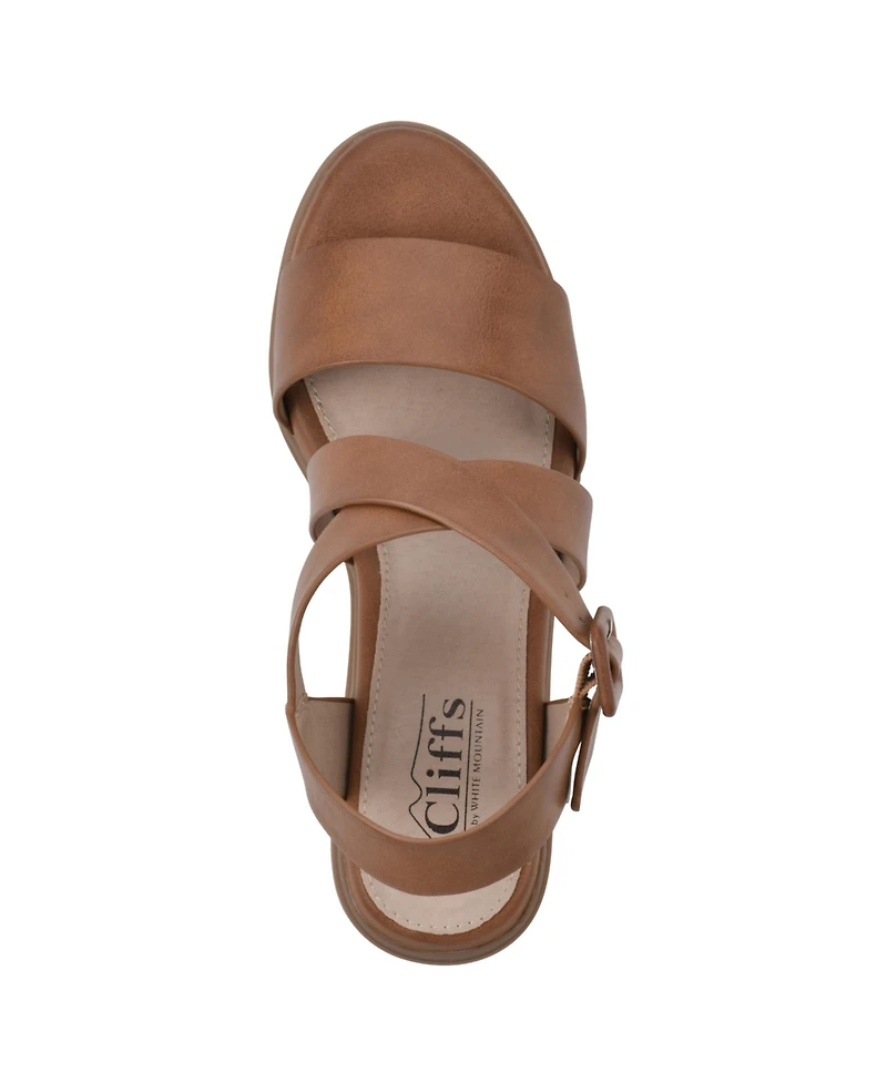 Cliffs by White Mountain Women's Cordovan Stacked Heel Strappy Dress Sandals