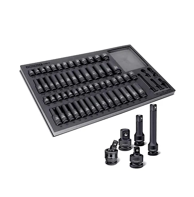 Powerbuilt 63 Piece 6 Point Sae and Metric Pro Tech Impact Socket Set