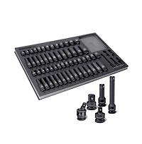 Powerbuilt 63 Piece 6 Point Sae and Metric Pro Tech Impact Socket Set