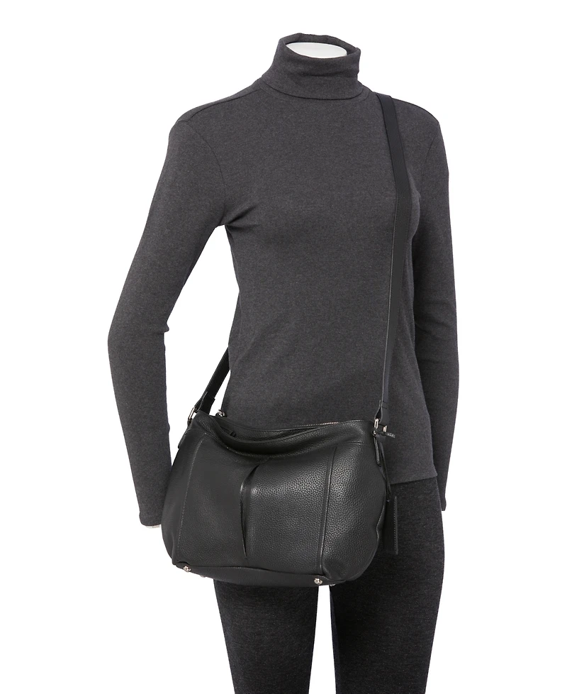 Mancini Women's Pebbled Scarlet Crossbody Hobo Bag
