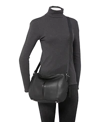 Mancini Women's Pebbled Scarlet Crossbody Hobo Bag