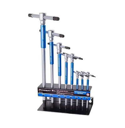 Powerbuilt 8 Piece Metric T-Handle Hex Key Wrench Set with Storage Rack
