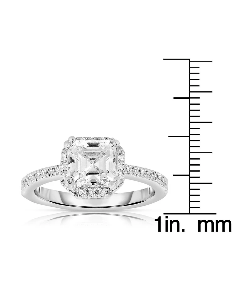Sterling Silver Asscher-cut Cubic Zirconia Ring