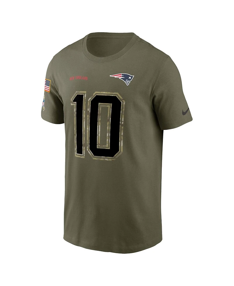 Men's Nike Mac Jones Olive New England Patriots 2022 Salute to Service Name and Number T-shirt