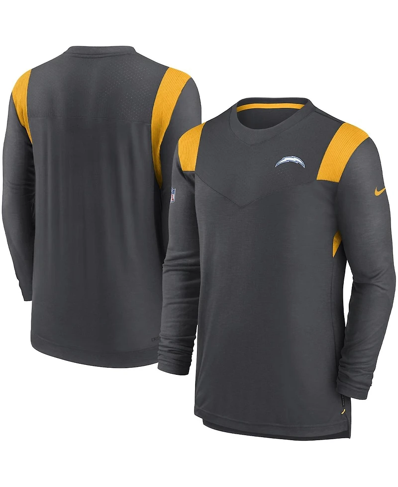 Men's Nike Charcoal Los Angeles Chargers Sideline Tonal Logo Performance Player Long Sleeve T-shirt