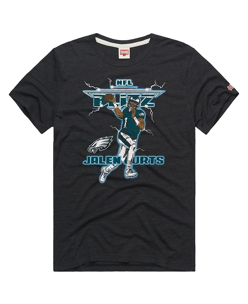 Men's Homage Jalen Hurts Charcoal Philadelphia Eagles Nfl Blitz Player Tri-Blend T-shirt