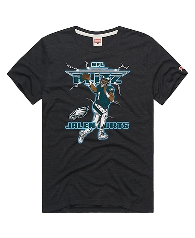 Men's Homage Jalen Hurts Charcoal Philadelphia Eagles Nfl Blitz Player Tri-Blend T-shirt