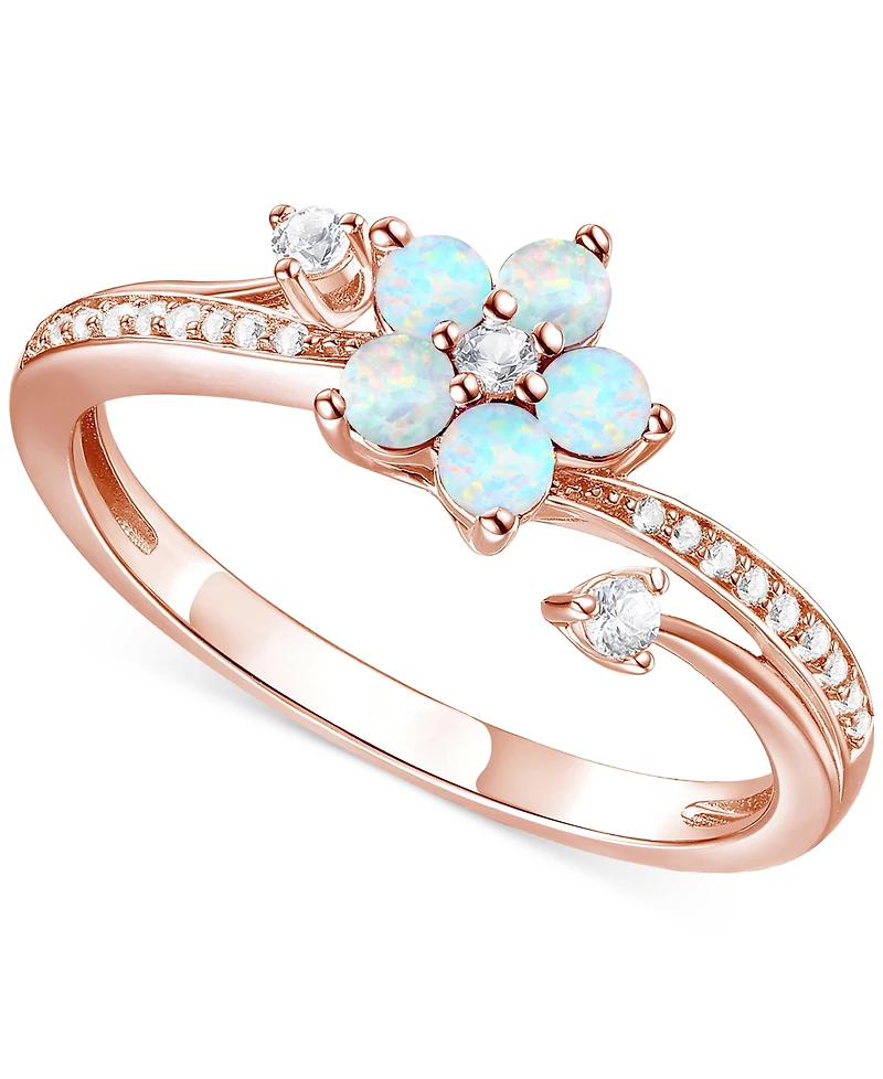 3-Pc. Set Amethyst (1 ct. t.w.) & Lab-Grown White Sapphire (3/8 ct. t.w.) Flower Pendant Necklace, Stud Earrings, & Ring in Sterling Silver (Also in A