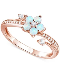 3-Pc. Set Amethyst (1 ct. t.w.) & Lab-Grown White Sapphire (3/8 ct. t.w.) Flower Pendant Necklace, Stud Earrings, & Ring in Sterling Silver (Also in A