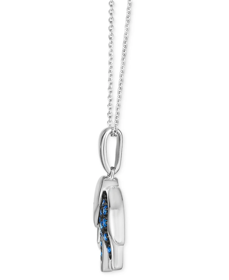 Le Vian Blueberry Sapphire (3/8 ct. t.w.) & Passion Ruby Accent Elephant Pendant Necklace in 14k White Gold, 18" + 2" extender