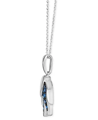 Le Vian Blueberry Sapphire (3/8 ct. t.w.) & Passion Ruby Accent Elephant Pendant Necklace in 14k White Gold, 18" + 2" extender