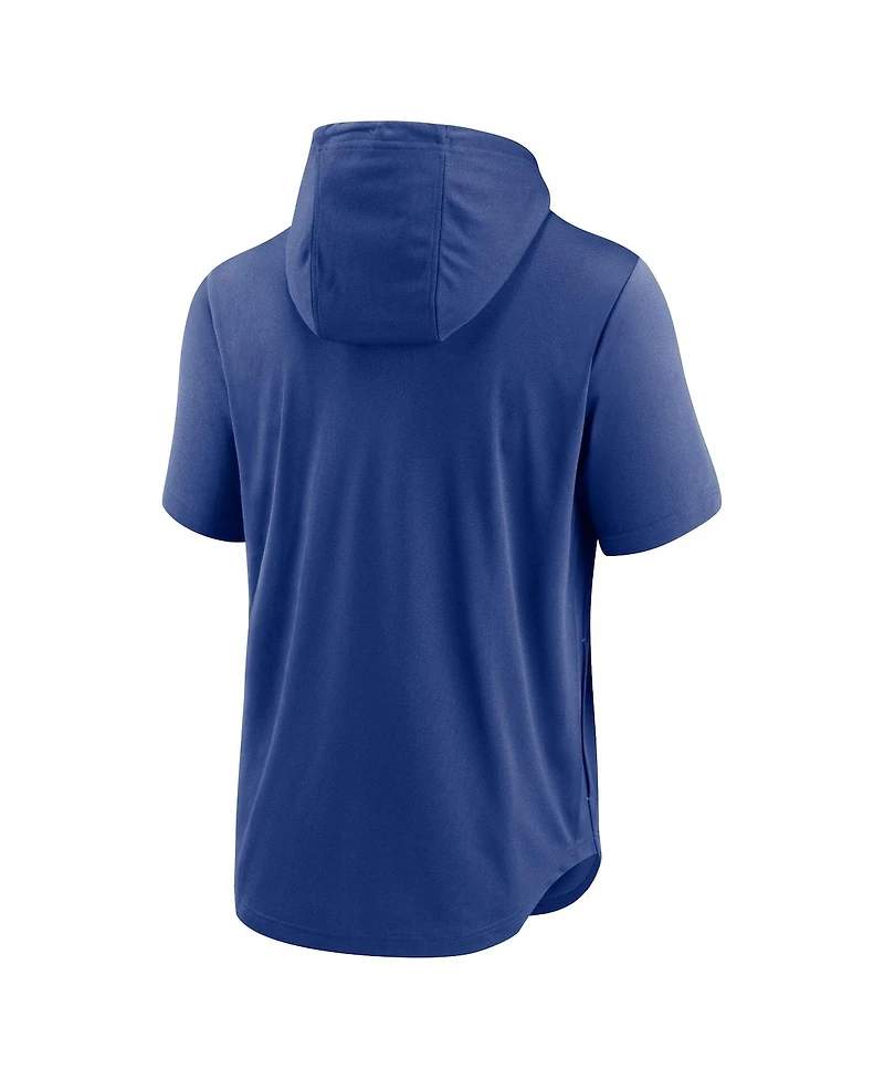 Men's Nike Royal Kansas City Royals Logo Lockup Performance Short-Sleeved Pullover Hoodie
