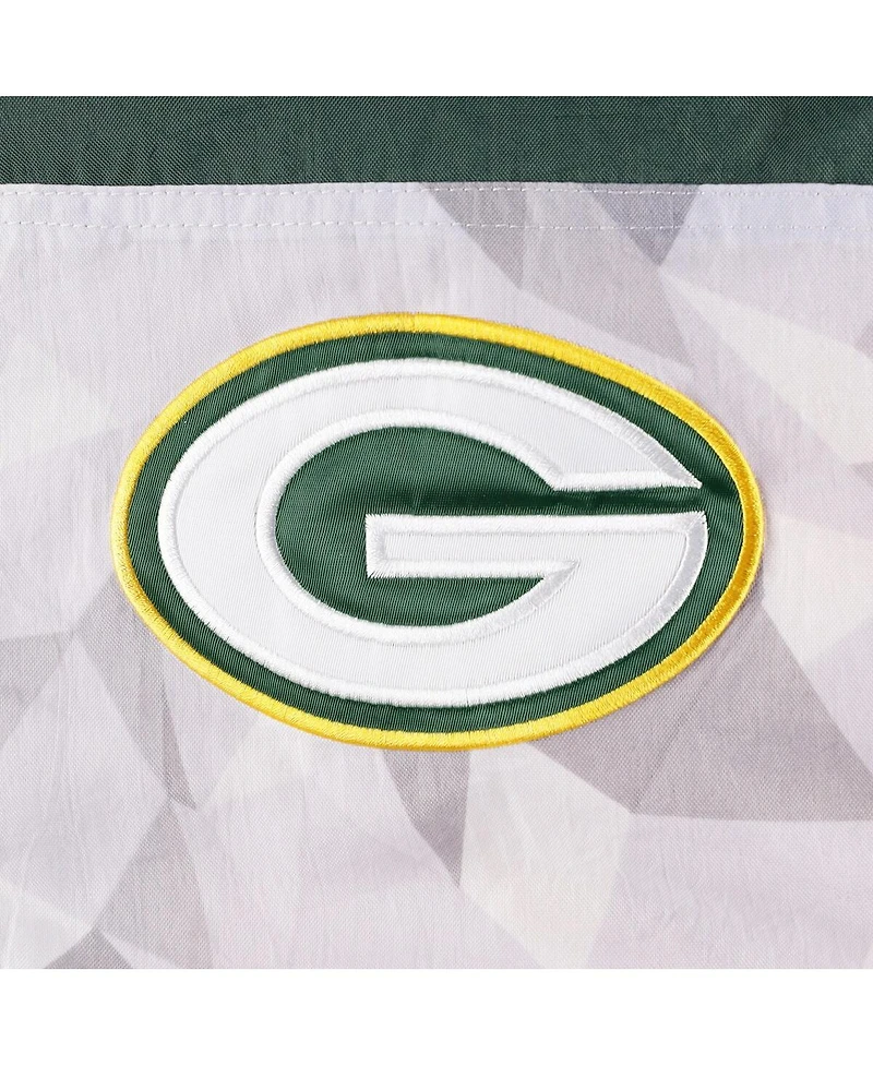Men's Starter White, Green Bay Packers Thursday Night Gridiron Raglan Half-Zip Hooded Jacket