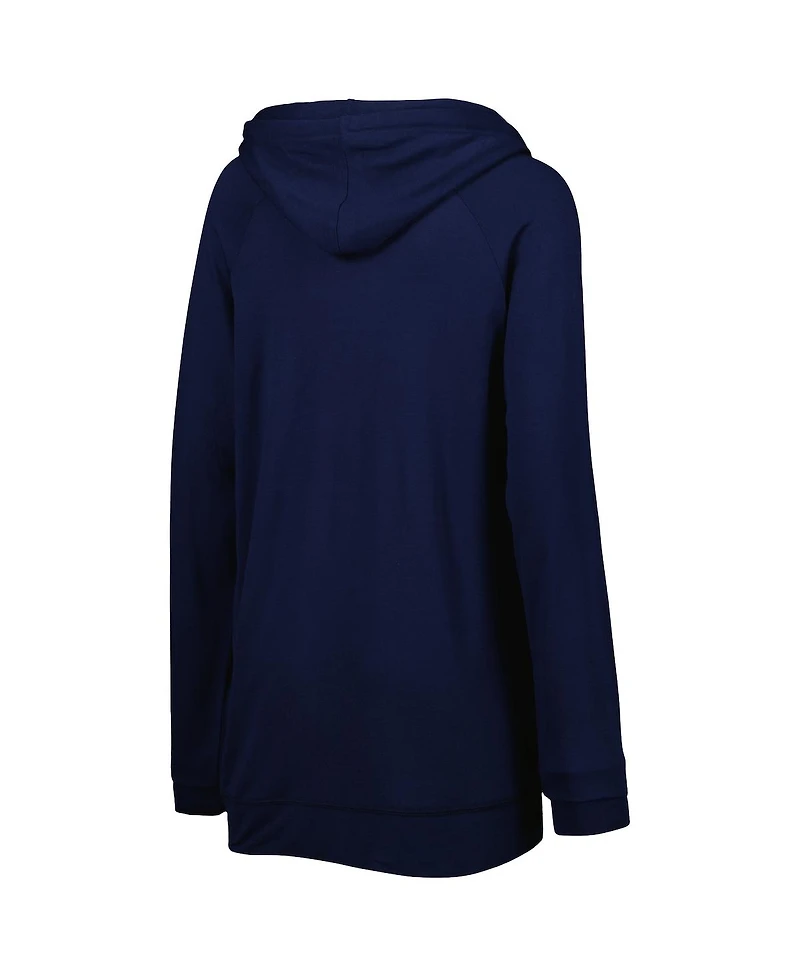 Women's Touch Navy Atlanta Braves Pre-Game Raglan Pullover Hoodie