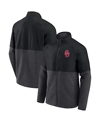 Men's Fanatics Black, Heathered Charcoal Oklahoma Sooners Durable Raglan Full-Zip Jacket