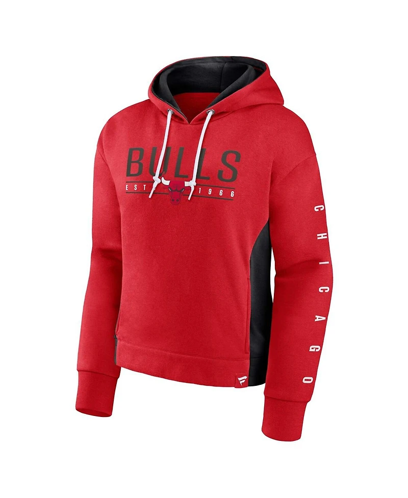 Women's Fanatics Red Chicago Bulls Iconic Halftime Colorblock Pullover Hoodie
