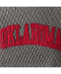 Women's Pressbox Heather Charcoal Oklahoma Sooners Moose Quilted Pullover Sweatshirt
