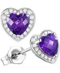 3-Pc. Set Garnet: (4 ct. t.w.) & Lab-Grown White Sapphire (3/4 t.w.)Amethyst (3-1/3 Heart Pendant Necklace, Ring, Stud Earrings Ste