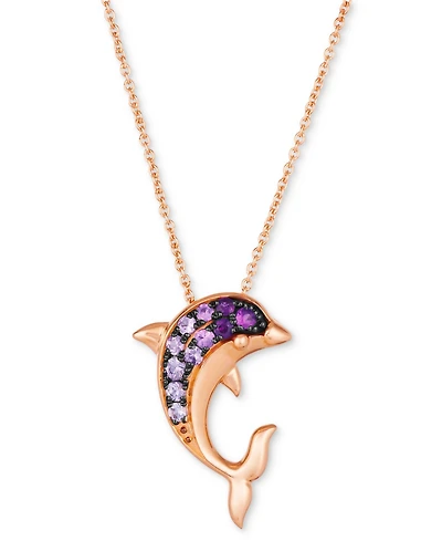 Le Vian Strawberry Ombre Sapphire Dolphin Pendant Necklace (1/4 ct. t.w.) in 14k Rose Gold, 18" + 2" extender
