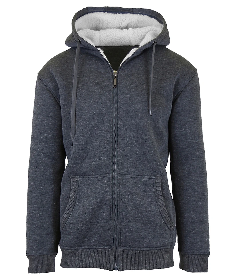 Q-Active Men's Modern Fit Sherpa Lined Fleece Zip-Up Hoodie