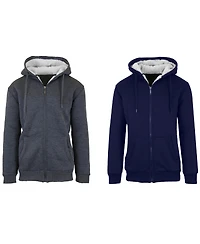 Q-Active Men's Modern Fit Sherpa Lined Fleece Zip-Up Hoodie, Pack of 2