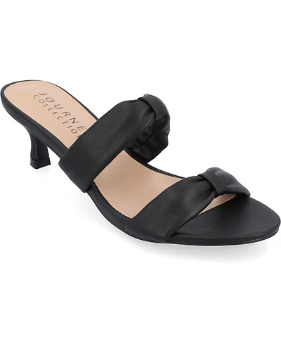 Journee Collection Women's Dyllan Double Strap Kitten Heel Dress Sandals